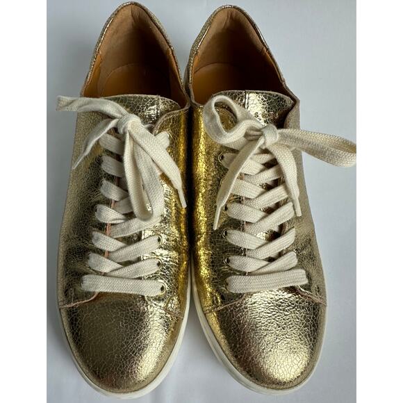 Les Souliers Sezane Size 10 Jack Gold Sneakers Trainers Shoe Metallic Designer - Picture 3 of 9